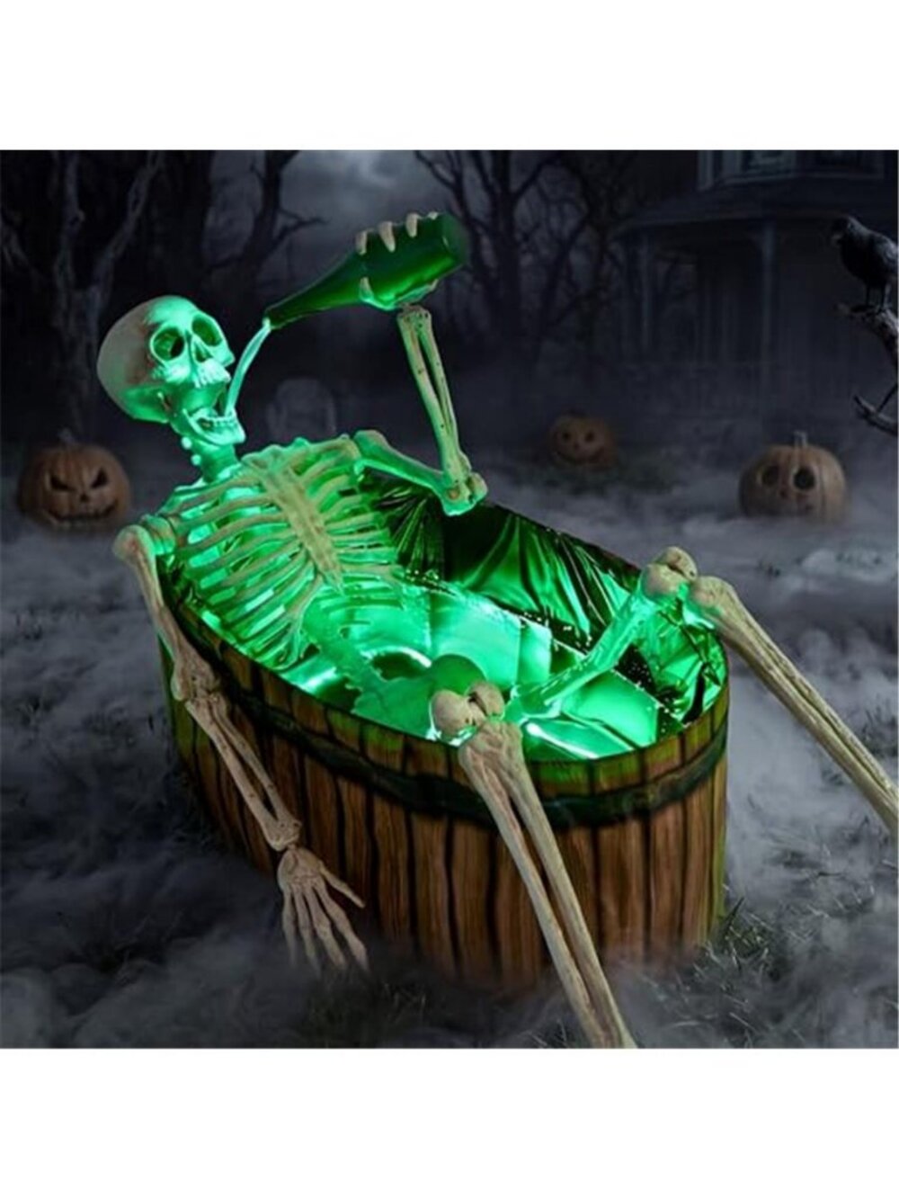 5ft Halloween Animatronic Drinking Skeleton Decorations, Outdoor Haunted